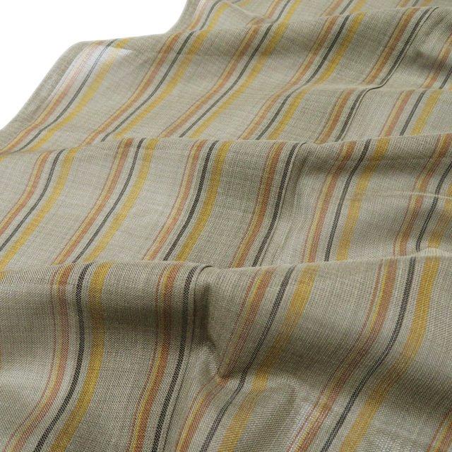 特選 黄八丈 夏物 夏着物 着物 中古 正絹 カジュアル 縦縞模様 黄海松茶色 多色 身丈161.5cm 裄69cm M きもの北條 A1247-5の画像