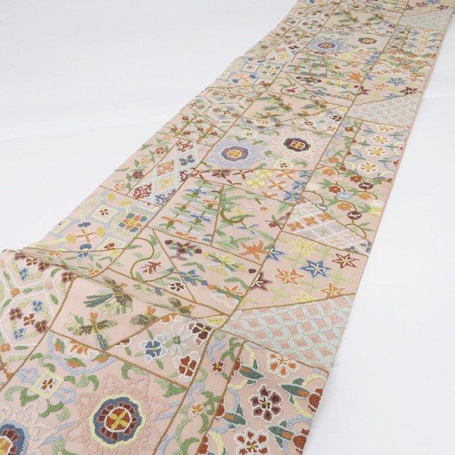 袋帯 未使用 正絹 フォーマル 仕立て上がり 六通 相良刺繍 花鳥模様 金糸 きもの北條 A1252-15の画像