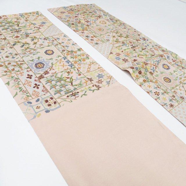 袋帯 未使用 正絹 フォーマル 仕立て上がり 六通 相良刺繍 花鳥模様 金糸 きもの北條 A1252-15の画像