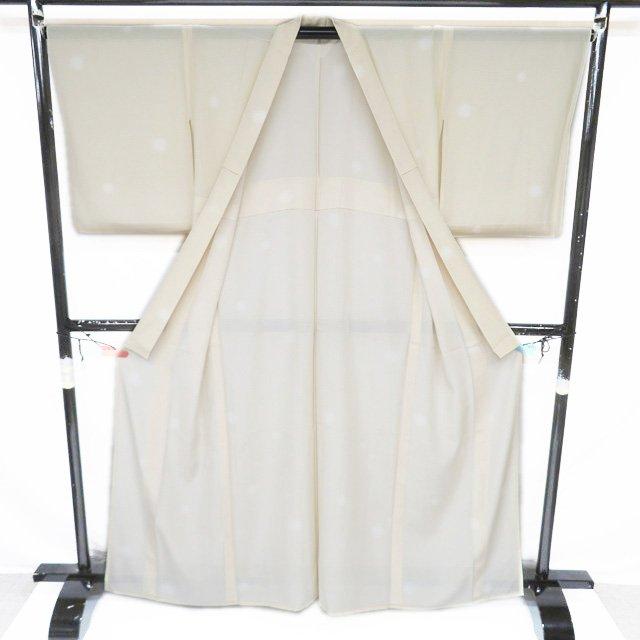 夏物 夏着物 小紋 江戸小紋 着物 中古 正絹 カジュアル 蜻蛉模様 蛍ぼかし 薄黄色 身丈164.5cm 裄67.5cm L きもの北條 A1255-3の画像