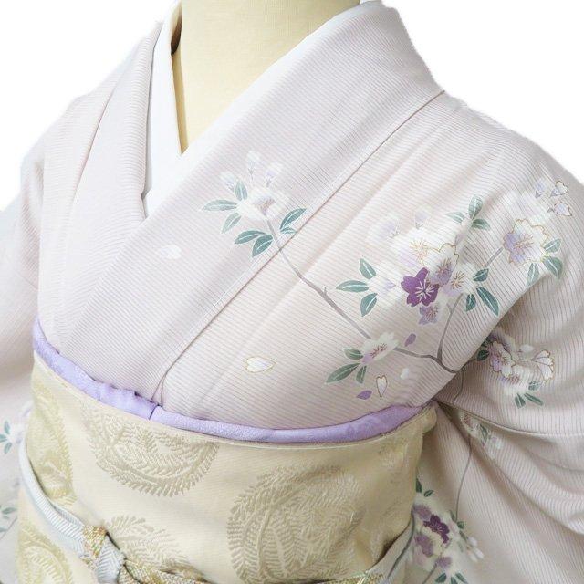 夏物 夏着物 訪問着 着物 未使用 正絹 絽 フォーマル 花模様 桜 暈し オフホワイト 素色 身丈158.5cm 裄64cm M きもの北條 A1257-14の画像