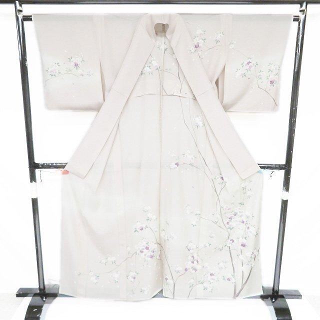 夏物 夏着物 訪問着 着物 未使用 正絹 絽 フォーマル 花模様 桜 暈し オフホワイト 素色 身丈158.5cm 裄64cm M きもの北條 A1257-14の画像