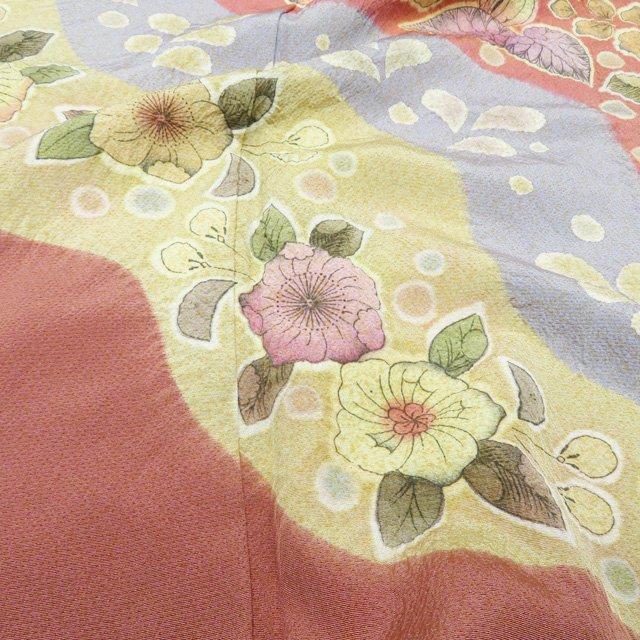 訪問着 着物 未使用 正絹 袷 フォーマル 作家物 落款 花の図 辻が花