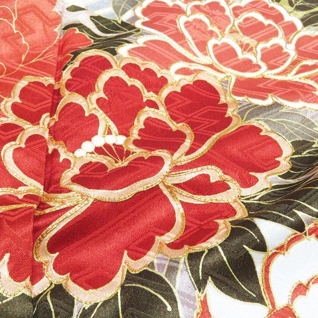 振袖 着物 中古 正絹 成人式 結納 金駒刺繍 花鳥の図 鴛鴦 地模様 多色