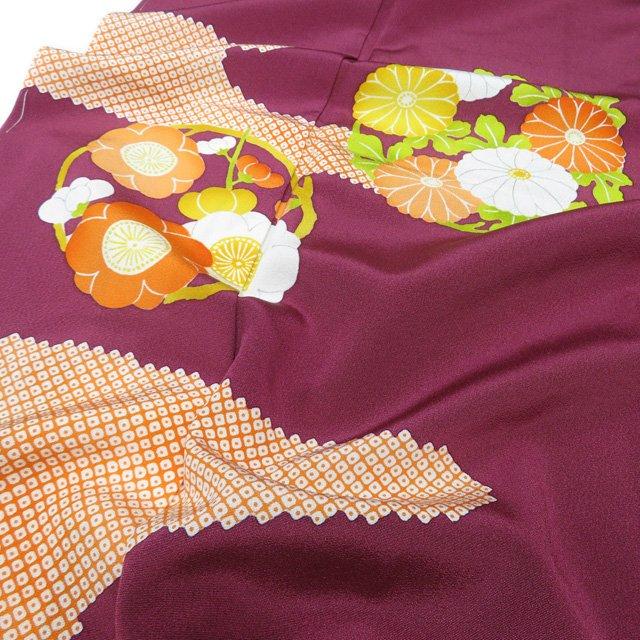 特選 訪問着 着物 未使用 正絹 袷 刺繍紋 志ま亀 花の図 たとう紙付き 蘇芳色 多色 身丈169cm 裄68.5cm L トール きもの北條 A1315-6の画像