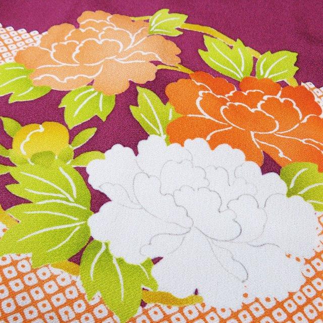特選 訪問着 着物 未使用 正絹 袷 刺繍紋 志ま亀 花の図 たとう紙付き 蘇芳色 多色 身丈169cm 裄68.5cm L トール きもの北條 A1315-6の画像