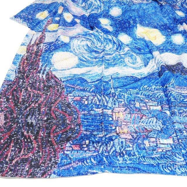 特選 訪問着 着物 未使用 未仕立て 仮絵羽 カジュアル 作家物 落款 ゴッホ 『星月夜』 青系色 多色 きもの北條 A1327-17の画像