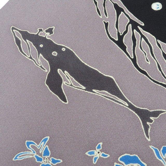 特選 名古屋帯 なごや帯 中古 リサイクル 正絹 カジュアル 仕立て上がり 作家物 落款 クジラの図 胡桃染色 多色 きもの北條 A1328-15の画像