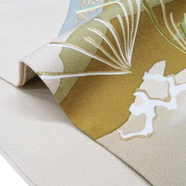 特選 訪問着 着物 中古 正絹 袷 フォーマル 千總 金駒刺繍 松の図 砂色 多色 金 身丈166.5cm 裄65cm L トール ワイド きもの北條 A1328-8の画像