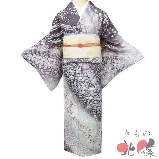 特選 訪問着 着物 中古 正絹 袷 フォーマル 絞り染め 花模様 金通し 紫系色 多色 身丈169.5cm 裄68.5cm L トール きもの北條 A1330-5 特選 訪問着 着物 中古 正絹 袷 フォーマル 絞り染め 花模様 金通し 紫