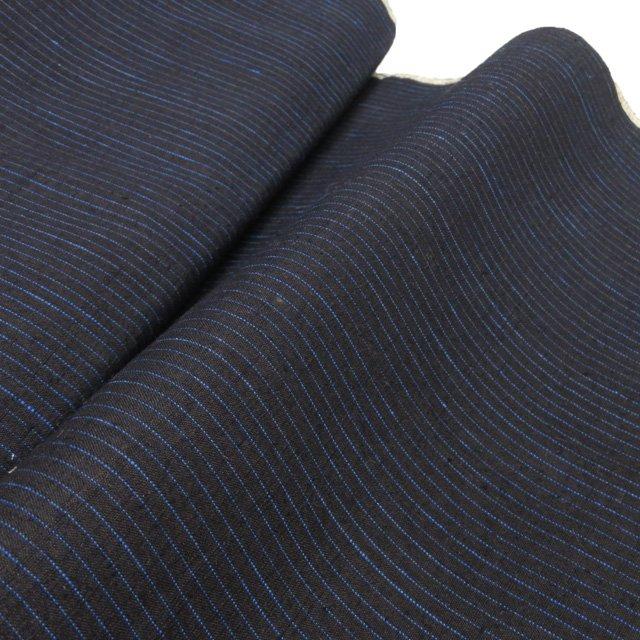 特選 反物 着物 新古品 未仕立て 正絹 本場 結城紬 重要無形文化財 ラベル付き 縦縞模様 農紺色 きもの北條 A1334-4の画像