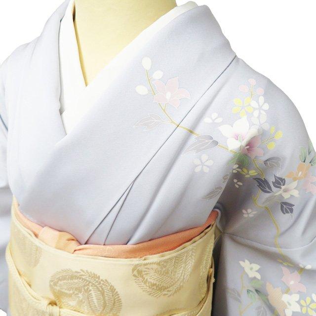 特選 訪問着 着物 未使用 袷 正絹 フォーマル 花の図 雪輪 薄い青系色 多色 金 身丈168.5cm 裄68cm L トール きもの北條 A1342-10の画像
