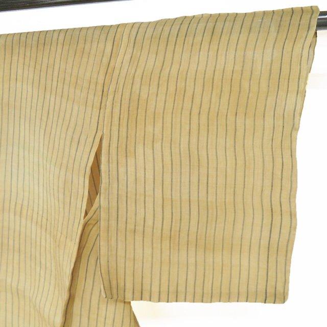 特選 夏物 夏着物 芭蕉布 着物 中古 カジュアル 縦縞模様 ストライプ 枯色 黒色 身丈157.5cm 裄62.5cm M きもの北條 A1347-1の画像
