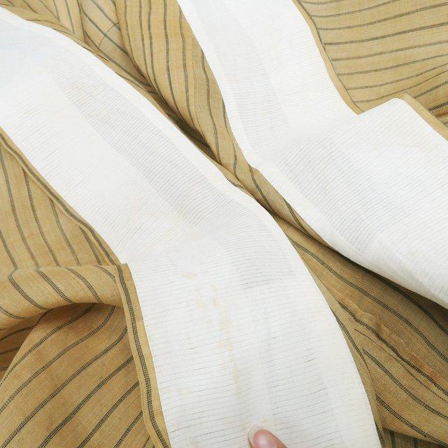 特選 夏物 夏着物 芭蕉布 着物 中古 カジュアル 縦縞模様 ストライプ 枯色 黒色 身丈157.5cm 裄62.5cm M きもの北條 A1347-1の画像