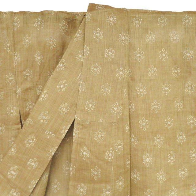特選 夏物 夏着物 越後上布 着物 中古 苧麻 カジュアル 花風絣模様 朽葉色 身丈151cm 裄62cm SA きもの北條 A1347-2の画像