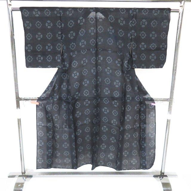 特選 夏物 宮古上布 夏着物 着物 中古 苧麻 カジュアル 濃紺色 身丈149.5cm 裄61cm SA きもの北條 A1347-9の画像