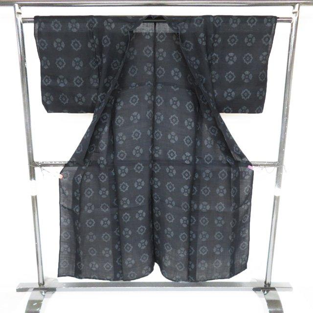 特選 夏物 宮古上布 夏着物 着物 中古 苧麻 カジュアル 濃紺色 身丈149.5cm 裄61cm SA きもの北條 A1347-9の画像