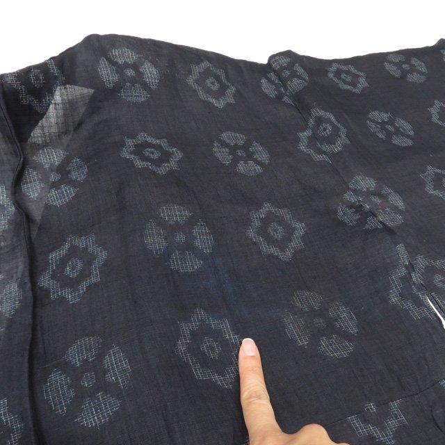 特選 夏物 宮古上布 夏着物 着物 中古 苧麻 カジュアル 濃紺色 身丈149.5cm 裄61cm SA きもの北條 A1347-9の画像
