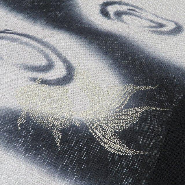 特選 夏物 付け下げ 付下げ 訪問着 着物 未使用 正絹 流水に金魚の図 黒色 薄灰色 金 身丈163cm 裄66cm L ワイド きもの北條 A1350-21_7