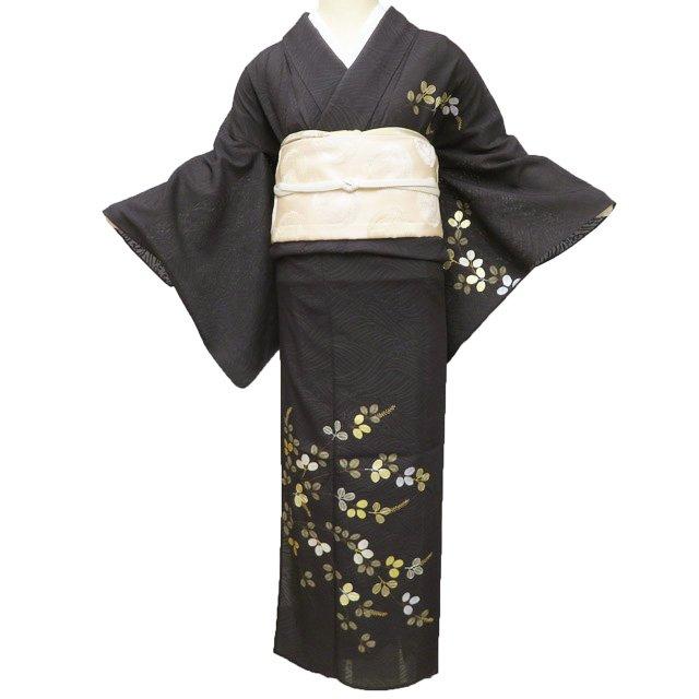 特選 夏物 付け下げ 付下げ 訪問着 着物 中古 紋紗 三松 金銀駒刺繍 萩 