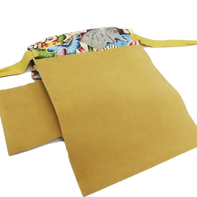 特選 作り帯 つけ帯 中古 リサイクル 仕立て上がり 越後屋 琉球紅型 玉那覇有公 扇子に松竹梅 縮緬地 薄香色 多色 きもの北條 A1359-10の画像