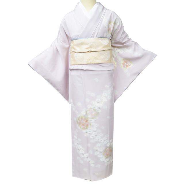 特選 訪問着 着物 未使用 正絹 袷 フォーマル 花の図 鴇鼠色 多色 金 身丈168cm 裄68cm L トール きもの北條 A1365-6の画像