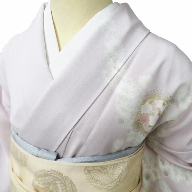 特選 訪問着 着物 未使用 正絹 袷 フォーマル 花の図 鴇鼠色 多色 金 身丈168cm 裄68cm L トール きもの北條 A1365-6の画像