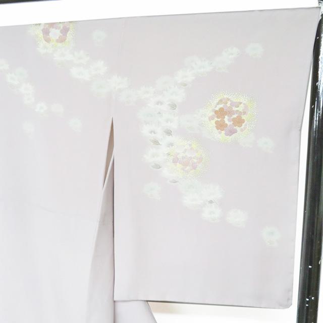 特選 訪問着 着物 未使用 正絹 袷 フォーマル 花の図 鴇鼠色 多色 金 身丈168cm 裄68cm L トール きもの北條 A1365-6の画像
