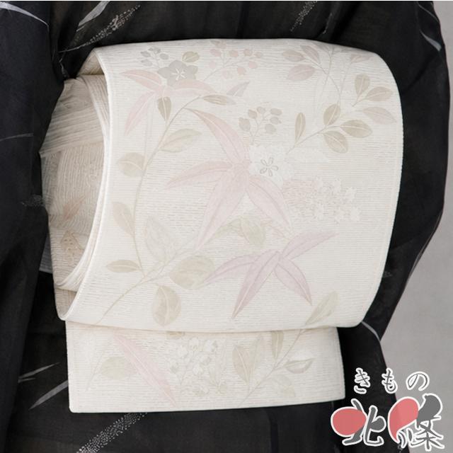 夏物 夏帯 袋帯 未使用 新古品 正絹 フォーマル 未仕立て 六通 花模様 