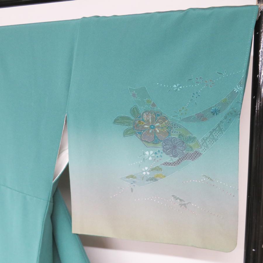 付下げ 付け下げ 訪問着 着物 中古 正絹 袷 紋付 汕頭刺繍 中国刺繍 暈