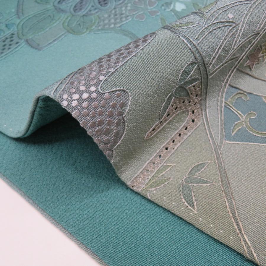 付下げ 付け下げ 訪問着 着物 中古 正絹 袷 紋付 汕頭刺繍 中国刺繍 暈
