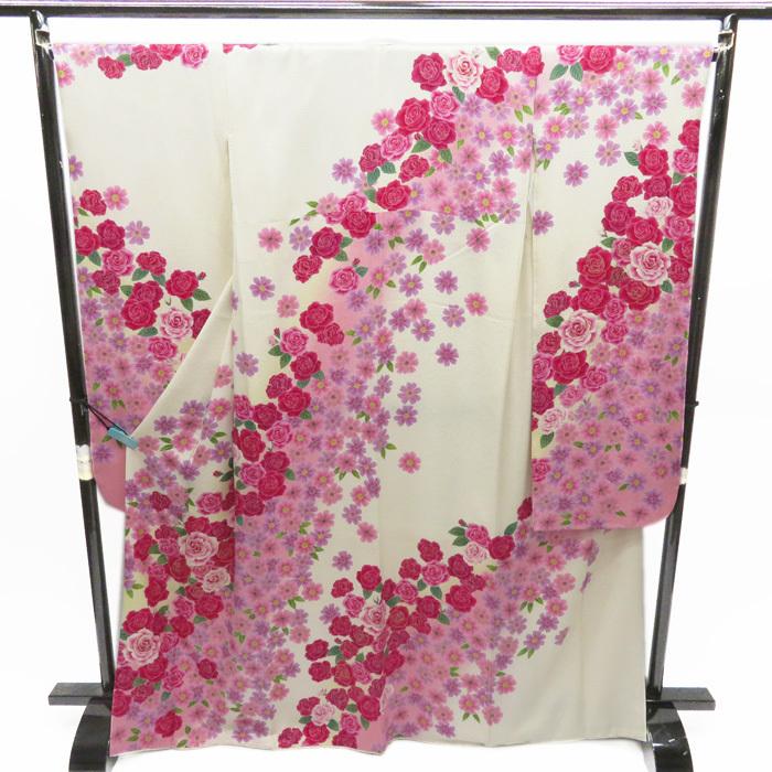 FINAL PRICE ／ ☆きもの北條☆ 振袖 リサイクル 正絹 トールサイズ 銀 