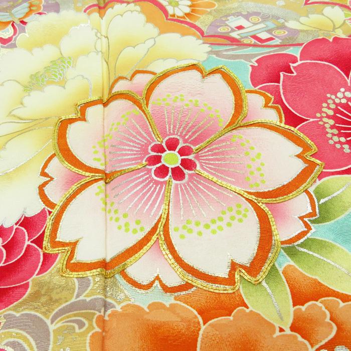 ☆きもの北條☆ 振袖 正絹 花模様 金駒刺繍 成人式 結婚式 結納 
