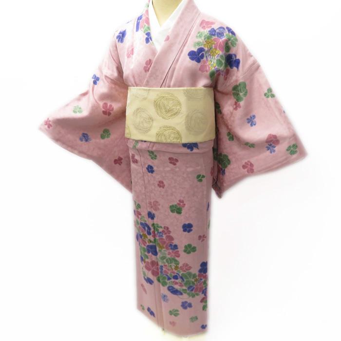 ☆きもの北條☆ 花の図 装い彩る可憐な花々 朱鷺色 訪問着 A626-2 M 