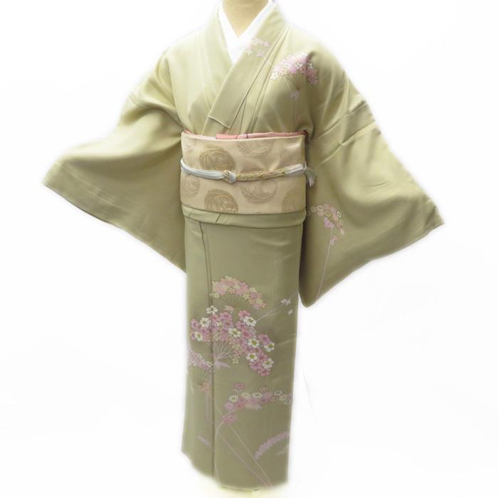 誕生日プレゼント 花の図 季節を彩る装いに トール 若苗色 訪問着 A632 6 L 着物 浴衣 水着 17 680 Eur Artec Fr