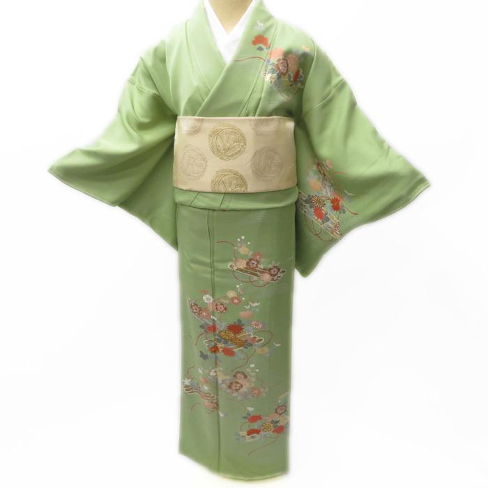 【激安アウトレット!】 ★きもの北條★ M【中古】 流水に花筏の図 金駒刺繍 風雅な古典の意匠美 裏葉色 訪問着 A633-8 訪問着、付け下げ 【激安アウトレット!】 ★きもの北條★ M【中古】 流水に花筏の図 金駒刺繍 風雅な古典の意匠美 裏葉色 訪問着 A633-8 訪問着、付け下げ