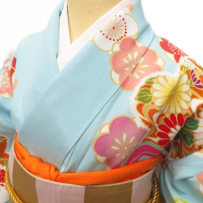 振袖 正絹花模様金駒刺繍成人式 結婚式 結納 A647-6 L