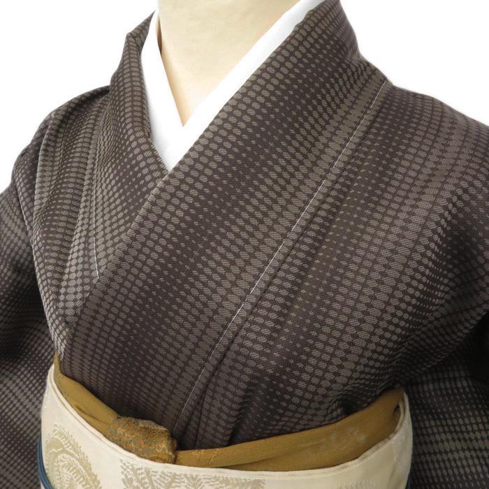 ☆きもの北條☆ 特選 御召 お召し 洒落味豊かなモダンな逸品 ワイド 