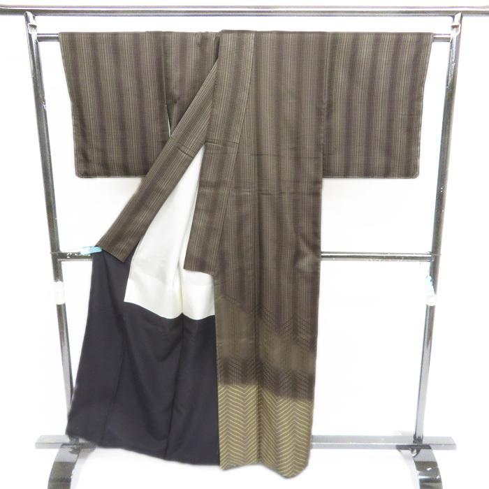 ☆きもの北條☆ 特選 御召 お召し 洒落味豊かなモダンな逸品 ワイド 