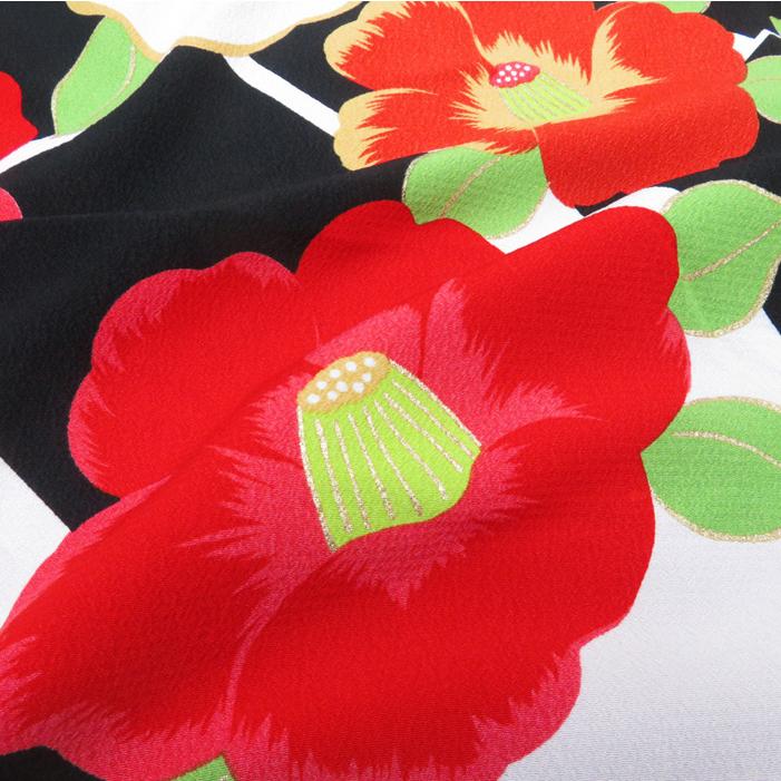 ☆きもの北條☆ キスミス 振袖 ポリエステル 花模様 椿 成人式 結婚式  