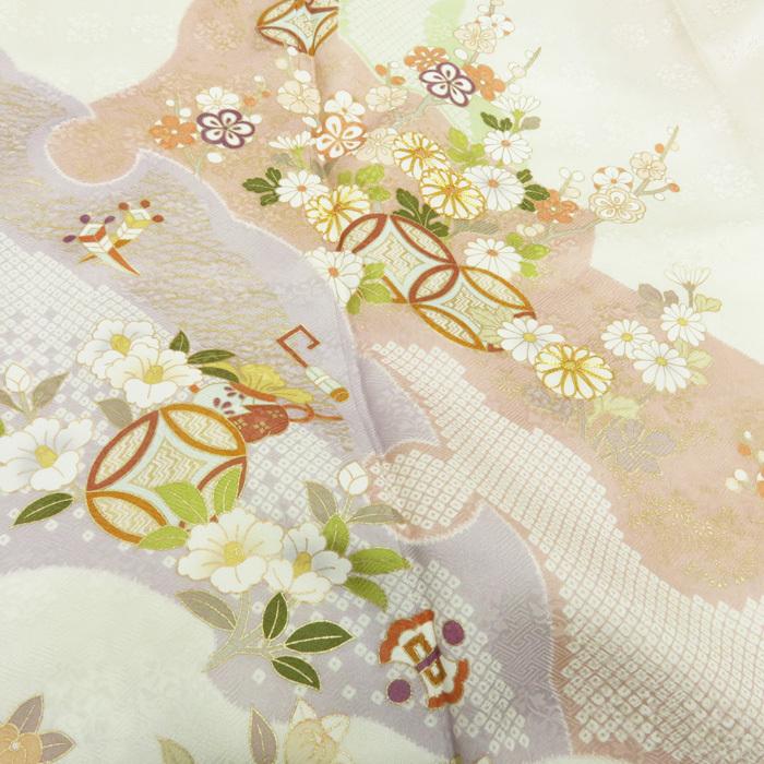 ★きもの北條★ 花の図　宝物　金駒刺繍　地模様　柔らかな雰囲気を纏う逸品　トール　桜色　訪問着　A695-1 L【新品】の画像