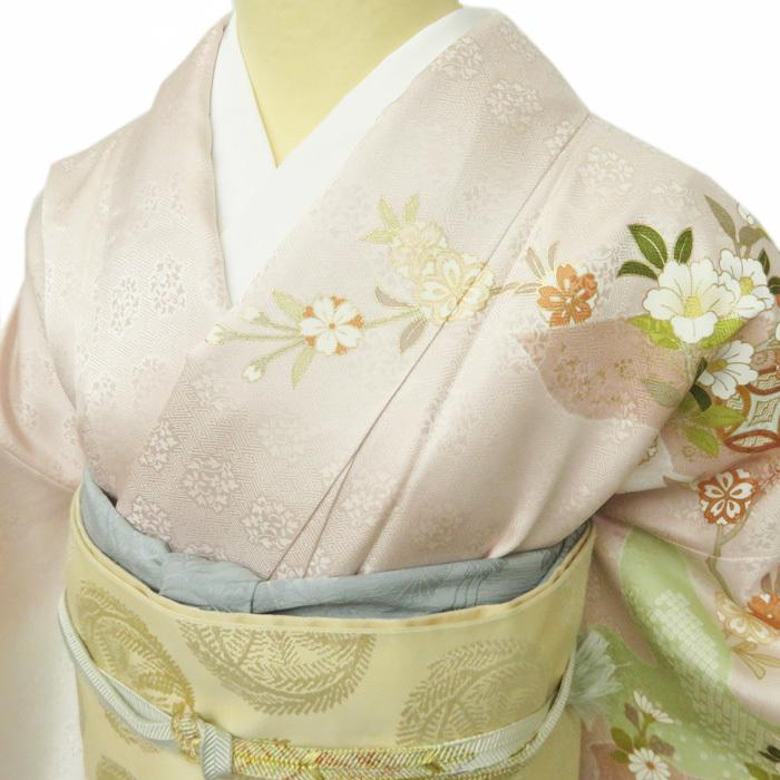 ★きもの北條★ 花の図　宝物　金駒刺繍　地模様　淑やかな和の装いに　トール　桜色　訪問着　A695-2 L【新品】の画像