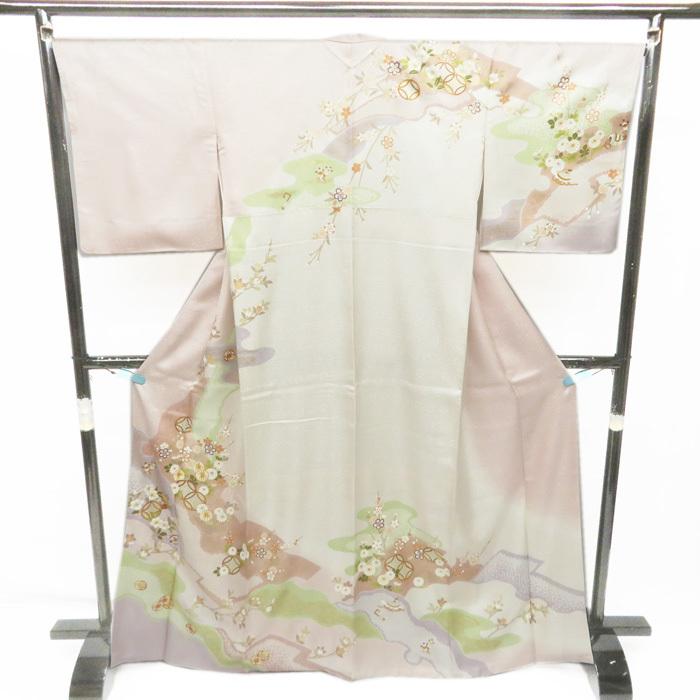 ★きもの北條★ 花の図　宝物　金駒刺繍　地模様　淑やかな和の装いに　トール　桜色　訪問着　A695-2 L【新品】の画像