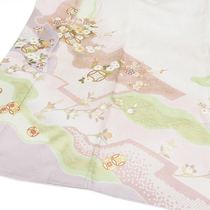 ★きもの北條★ 花の図　宝物　金駒刺繍　地模様　淑やかな和の装いに　トール　桜色　訪問着　A695-2 L【新品】の画像