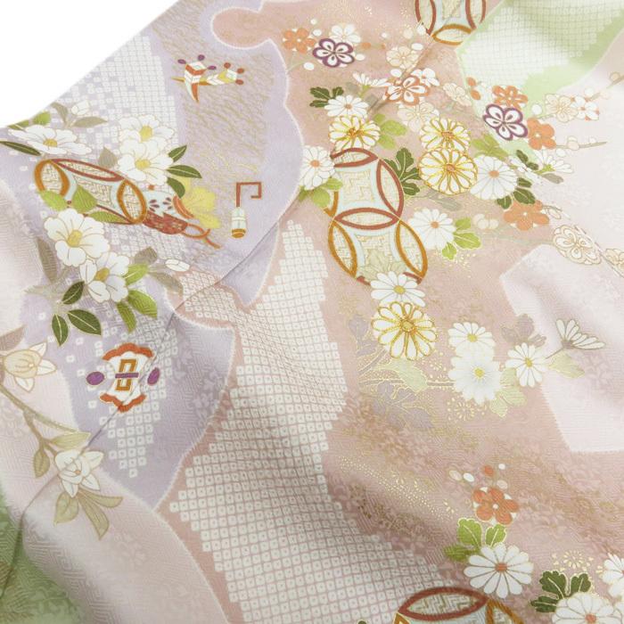 ★きもの北條★ 花の図　宝物　金駒刺繍　地模様　淑やかな和の装いに　トール　桜色　訪問着　A695-2 L【新品】の画像