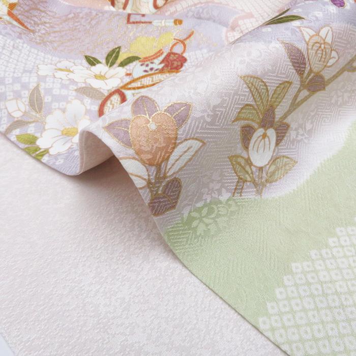 ★きもの北條★ 花の図　宝物　金駒刺繍　地模様　淑やかな和の装いに　トール　桜色　訪問着　A695-2 L【新品】の画像