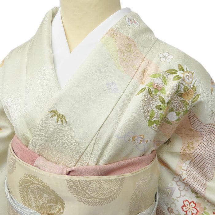☆きもの北條☆ 花の図 松竹梅 宝尽くし 金駒刺繍 地模様 淑やかな和の 