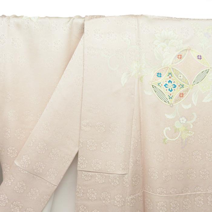 ★きもの北條★ 花の図　七宝文　金駒刺繍　地模様　洗練された装いに　トール　一斤染色　訪問着　A696-4 L【新品】の画像