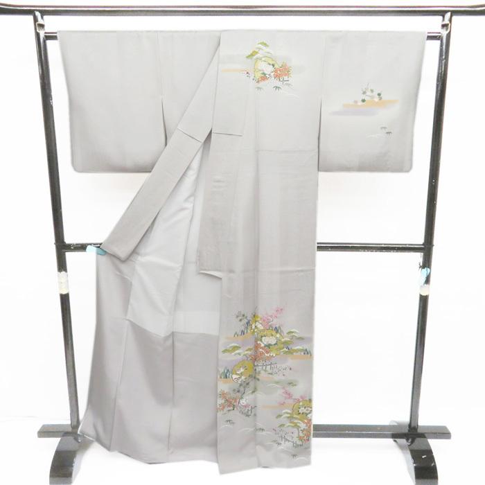 ★きもの北條★ 雪輪に花模様　松竹梅　地模様　気品漂う装いに　トール　絹鼠色　訪問着　A696-6 L【新古品】の画像