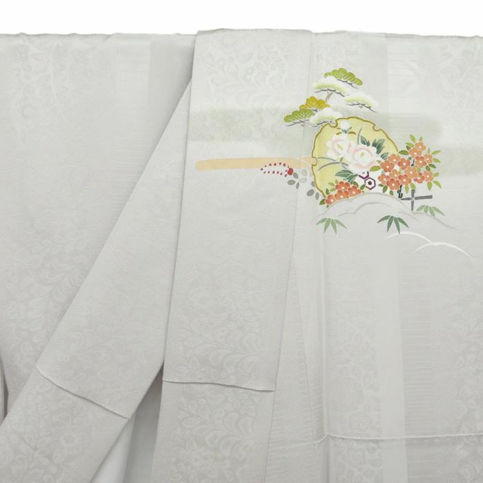 ★きもの北條★ 雪輪に花模様　松竹梅　地模様　気品漂う装いに　トール　絹鼠色　訪問着　A696-6 L【新古品】の画像